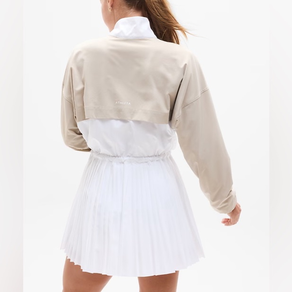 NWT Athleta Power Serve Shell Dress Women’s Large White/Tan Pickleball Tennis - Picture 3 of 9